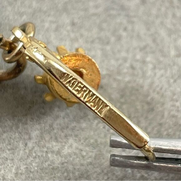 Vintage West Germany White Enamel Filigree Dangle Earrings Hoop Setting Bridal - Picture 2 of 7